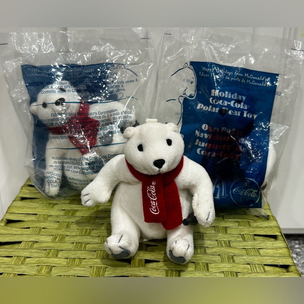 2002 Coca Cola McDonalds Polar Bear Plush Lot of 3 Holiday